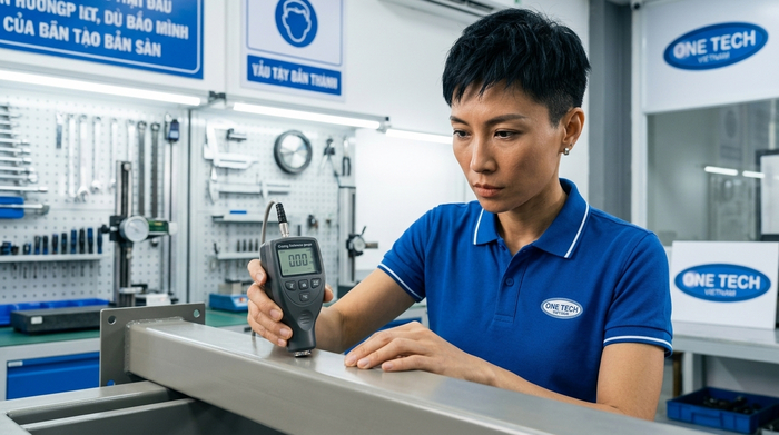 Kiểm tra độ dày lớp phủ sơn tĩnh điện trên bề mặt kim loại