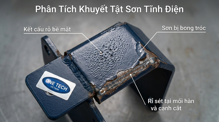 Các lỗi bong tróc rỗ bề mặt và gỉ mép khi sơn tĩnh điện không đạt quy trình