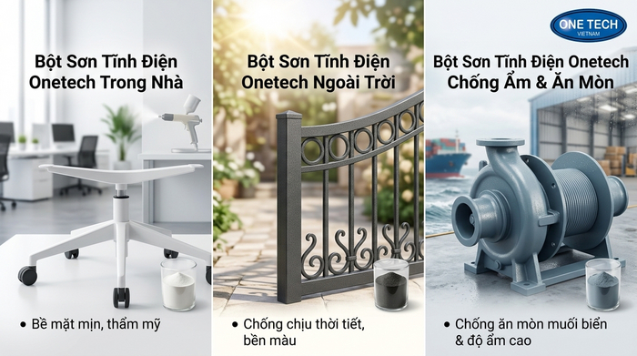 Các dòng bột sơn tĩnh điện cần chọn theo môi trường trong nhà ngoài trời và khu vực ẩm