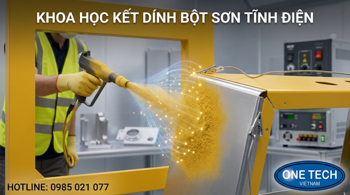 Nguyên lý bột sơn tích điện bám lên bề mặt kim loại trước khi sấy nhiệt