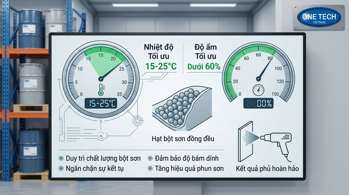Biểu đồ nhiệt độ và độ ẩm tối ưu cho kho sơn tĩnh điện