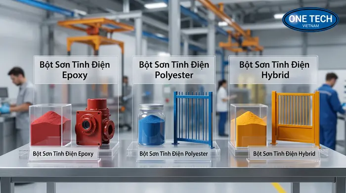 Các dòng bột sơn tĩnh điện phổ biến Phân loại bột sơn tĩnh điện Epoxy Polyester Hybrid cho công nghiệp Nghệ An