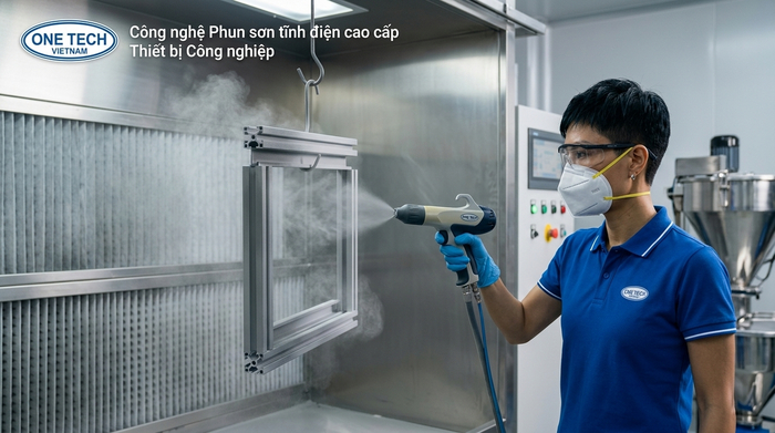 Phun bột sơn tĩnh điện Nghệ An Kỹ thuật phun bột sơn tĩnh điện lên bề mặt kim loại trong buồng phun
