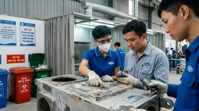 Quy trình tẩy sơn tĩnh điện Nghệ An đúng kỹ thuật Quy trình tẩy sơn tĩnh điện tại Nghệ An từ khảo sát đến kiểm tra bề mặt