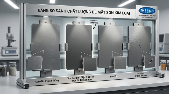 So sánh bề mặt sơn tĩnh điện với sơn PU sơn dầu và sơn epoxy trên kim loại