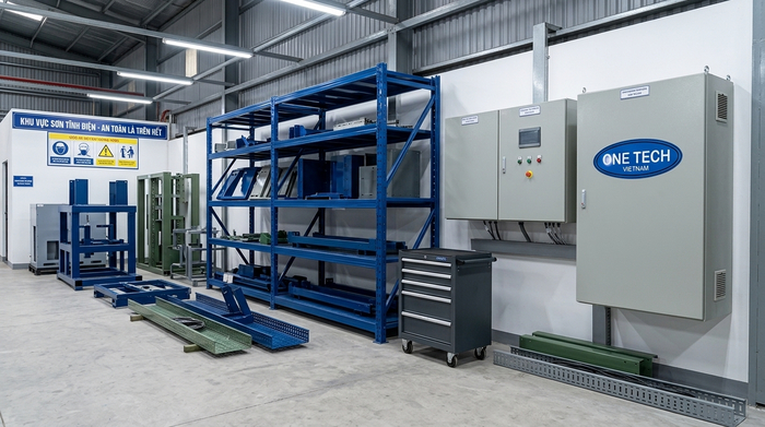 Ứng dụng sơn tĩnh điện cho kệ kho, tủ điện, khung máy và thiết bị công nghiệp