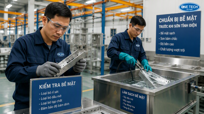 Xử lý bề mặt trước khi sơn tĩnh điện Xử lý bề mặt kim loại trước khi phun sơn tĩnh điện