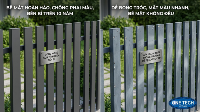 Chi phí sơn tĩnh điện so với sơn thường So sánh sơn tĩnh điện và sơn thường cho hàng rào ngoài trời