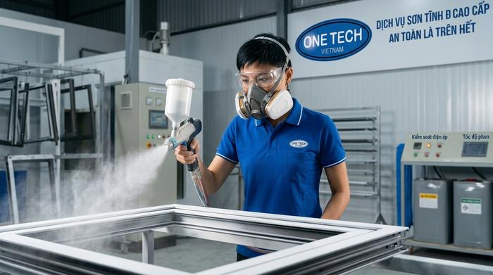 Sơn tĩnh điện khung nhôm kính Nghệ An bằng công nghệ phun sơn hiện đại Quy trình phun sơn tĩnh điện cho khung nhôm kính tại Nghệ An